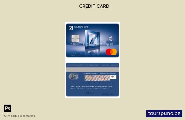 listo para imprimir plantilla de tarjeta mastercard estándar del Deutsche Bank d